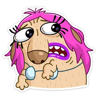 😡 Dessin animé, Drôle, Expression, Émotion, Cheveux roses whatsapp sticker