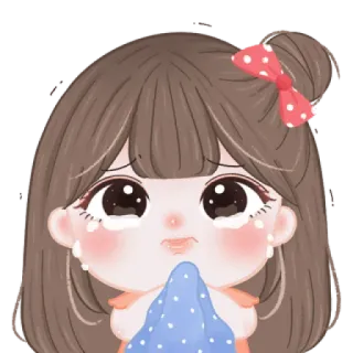 🍓 哭, 悲伤, 女孩, 眼泪, 卡通, 沮丧, 情绪化 telegram sticker