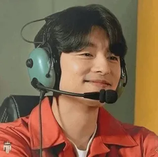 😌 man, headset, portrait, person, Asian, smiling telegram sticker