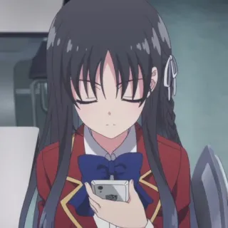 😑 anime, girl, school uniform, phone, classroom of the elite telegram sticker