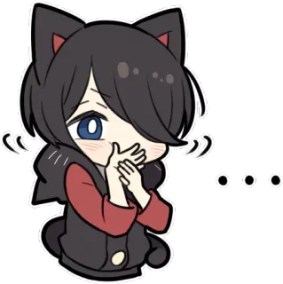 😶 ... Chibi, Orejas de gato, Estilo anime, Lindo, Kawaii whatsapp sticker