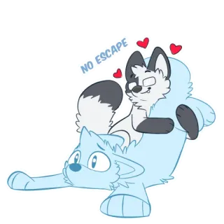 🗜 NO ESCAPE キツネ, かわいい, 漫画, 動物, 楽しい, ハート telegram sticker