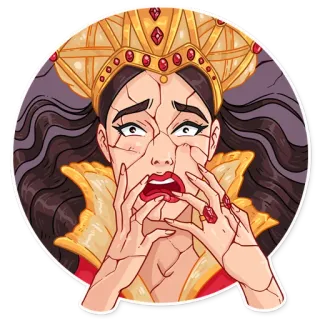 😨 rainha, rachadura, quebrado, horror, coroa, real, medo, assustado telegram sticker