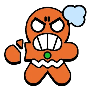😡 Lebkuchenmann, wütend, Sticker, Cartoon, Ausdruck telegram sticker