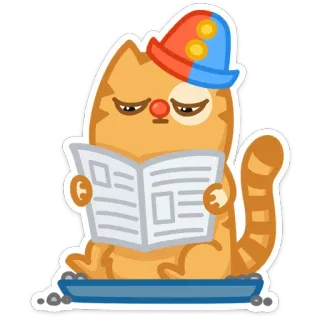 😐 kot, gazeta, czytanie, zwierzę, naklejka, kreskówka telegram sticker