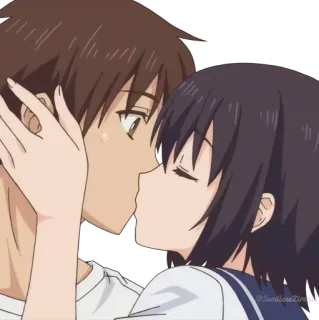 💋 anime, kiss, romance, love, couple, cartoon, romantic whatsapp sticker