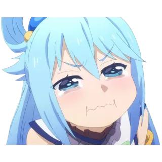 😭 Aqua Аниме, Плачет, Грустно, Аква, Коносуба, Мультфильм telegram sticker