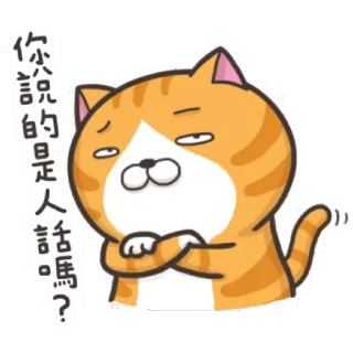 😧 你說的是人話嗎? 猫, 動物, 表情, 皮肉, 質問, 漫画 telegram sticker