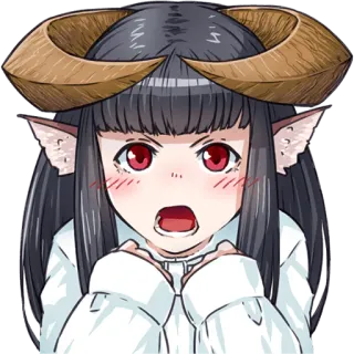 😤 Anime, Chica, Cuernos, Sorprendida, Linda, Fantasía, Chica monstruo whatsapp sticker