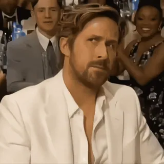 π€ Ryan Gosling Ryan Gosling, attore, espressione, celebritΓ , abito bianco, seccato whatsapp sticker