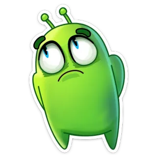 😒 Alien, Dibujo animado, Verde, Sticker, Lindo, Personaje telegram sticker