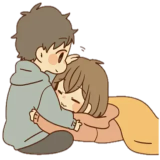 👩‍❤️‍👨 Cartone animato, Coppia, Abbraccio, Amore, Affetto, Relazione telegram sticker