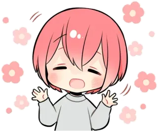 ☺️ 动漫, 可爱, 快乐, 脸红, 花朵 telegram sticker