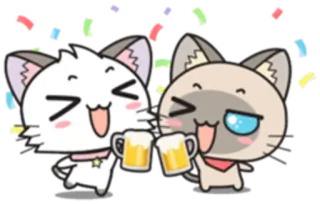 🍺 cat, beer, celebration, cute, kawaii, party, friendship, toast whatsapp sticker