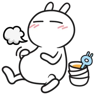 😋 Kreskówka, Królik, Napój, Relaks, Uroczy telegram sticker