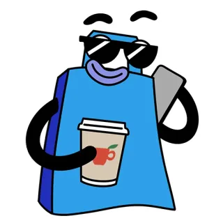 ☕️ 漫画, コーヒー, サングラス, キャラクター, 飲み物 telegram sticker