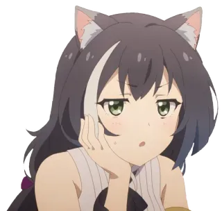 ❤️ anime, katmeisje, verveeld, schattig, kawaii whatsapp sticker