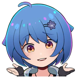 🤷‍♀️ Anime, Chica, Linda, Encogerse de hombros, Pelo azul whatsapp sticker