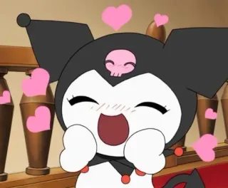 🥰 Kuromi 쿠로미, 산리오, 애니메이션, 카와이, 귀여운, 하트, 해골 telegram sticker