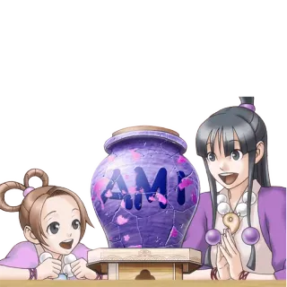 ✌ AMI anime, characters, smiling, purple telegram sticker