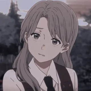 😅 dziewczyna anime, smutny, mundurek szkolny, poważny, kreskówka telegram sticker