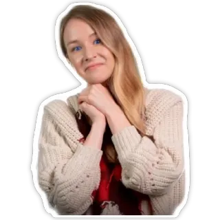 ☺ женщина, портрет, свитер, блондинка, улыбается telegram sticker