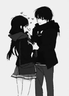🖤 アニメ, カップル, ロマンス, 愛, 漫画, 可愛い telegram sticker