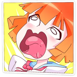 😵 动漫, 卡通, 女孩, 震惊, 表情, 张嘴 telegram sticker