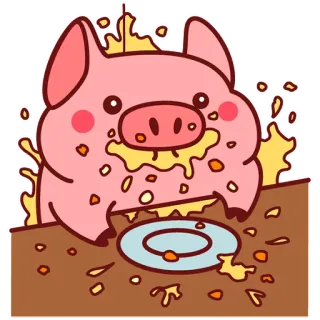 🍽 babi, makanan, kartun, binatang, imut telegram sticker