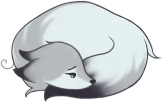 😞 raposa, animal, fofo, triste, cinza, dormindo whatsapp sticker