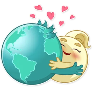 🤗 erde, liebe, planet, umarmung, herzen, cartoon telegram sticker
