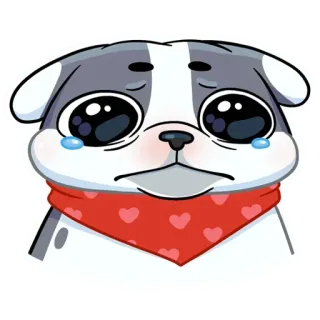 😢 cane, cucciolo, triste, piangendo, lacrime, bandana, cuore, carino telegram sticker
