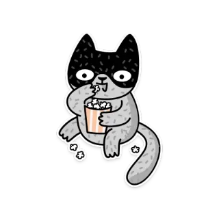 🍿 고양이, 팝콘, 동물, 먹다, 간식, 만화 telegram sticker