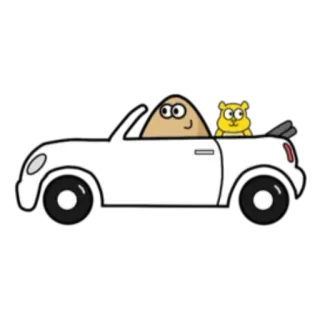 🚗 Pou Pou, 漫画, 運転, 車, ハムスター, 乗り物 telegram sticker