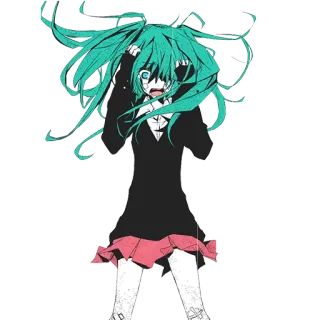 😫 Hatsune Miku Anime, Mädchen, Vocaloid, Grüne Haare, Miku, Digitale Kunst telegram sticker