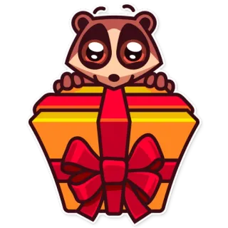 🎁 Cartoon, Niedlich, Tier, Geschenk, Präsent, Feier, Kawaii telegram sticker