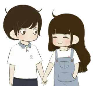 👫 cartoon, couple, love, relationship, cute, holding hands, romance telegram sticker
