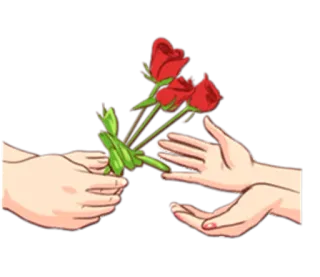 💐 flores, rosas, mãos, presente, amor, romance telegram sticker