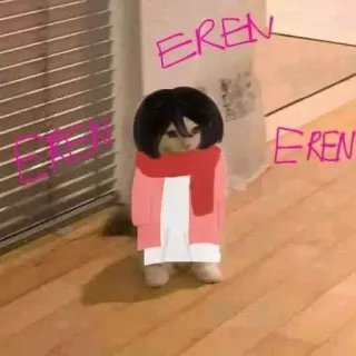 ♠️ Eren Yeager Attack on Titan EREN แมว, อนิเมะ, มังงะ, ผ่าพิภพไททัน, เอเรน เยเกอร์, ตลก, มีม telegram sticker
