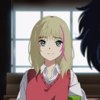 🍉 Ragazza anime, Kawaii, Carino, Rosa, Capelli biondi, Occhi verdi, Anime telegram sticker