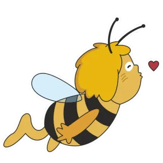 😘 Maya Maya the Bee 玛雅蜜蜂, 蜜蜂, 卡通, 贴纸, 飞行, 心, 动画 telegram sticker