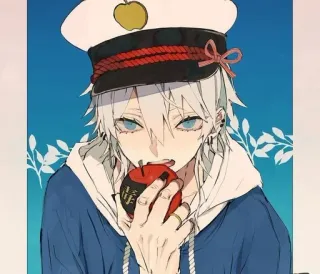 🤍 餁 anime, apple, eating, character, cute whatsapp sticker