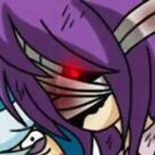 🌟 sticker, animé, cheveux violets, yeux rouges, manga whatsapp sticker