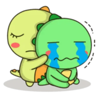 🤗 dinosauro, cartone animato, emotivo, triste, piangere, supporto, amicizia, abbraccio whatsapp sticker
