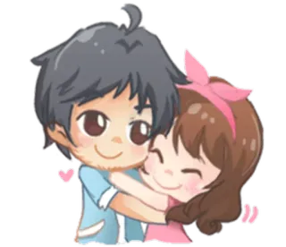 😊 couple, hug, cartoon, love, affection, romance whatsapp sticker