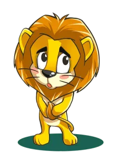 😳 лев, мультфильм, животное, милый, грустный, млекопитающее telegram sticker