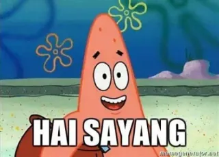 😀 Patrick Star Spongebob Squarepants HAI SAYANG Patryk Rozgwiazda, Spongebob Kanciastoporty, Hai Sayang, Malajski, Kreskówka, Animacja telegram sticker