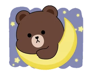 😴 медведь, луна, милый, звезды, мультфильм, сонный, ночь telegram sticker