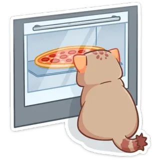 🍕 chat, pizza, four, cuisine, nourriture, animal telegram sticker
