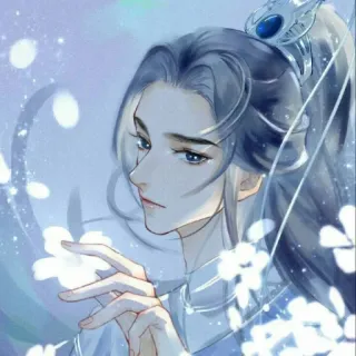 😌 man, art, portrait, anime, male, chinese, asian, watercolor whatsapp sticker